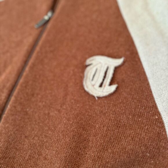 Trailer Mens Brown Cream Long Sleeve Wool Zip Up Sweater Large - Picture 3 of 10